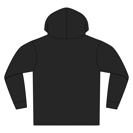 Black Millcrew Lightweight Hoodie with a plain back and hood, rear view