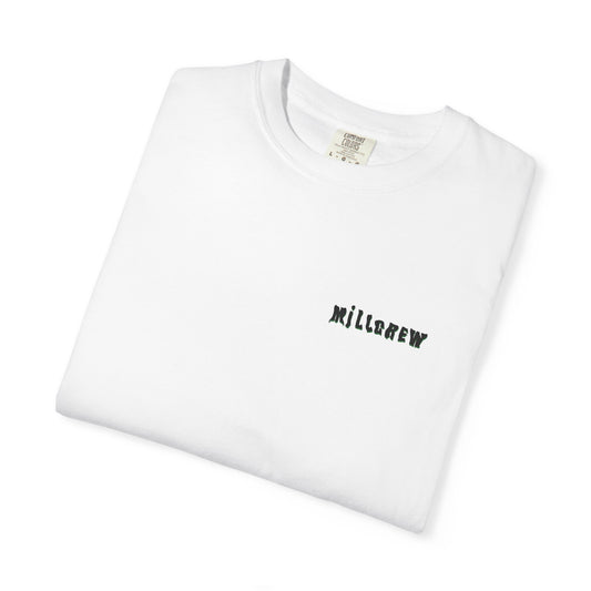 Millcrew Tee V.2: White, folded view showing chest wordmark